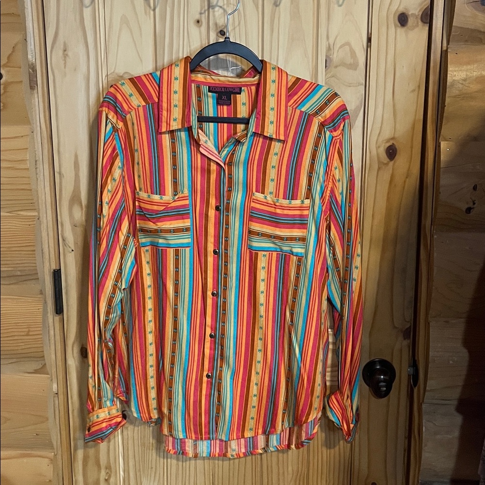 Rock & Roll Cowgirl Colorful Button Down
